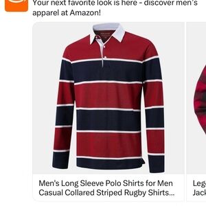 Goodthreads Men's Red and Navy Striped Polo Shirt